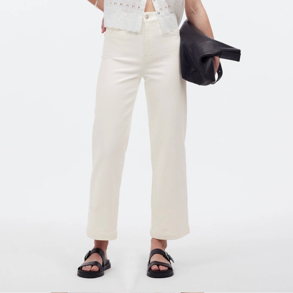 MADEWELL Women's $128 NWT Emmett Wide-Leg Ivory Crop Pant W 31 NO602